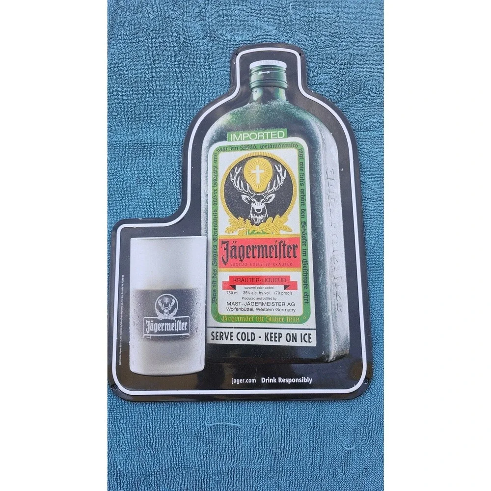 Jagermeister Bottle Shaped Tin Metal Bar Wall Sign 15